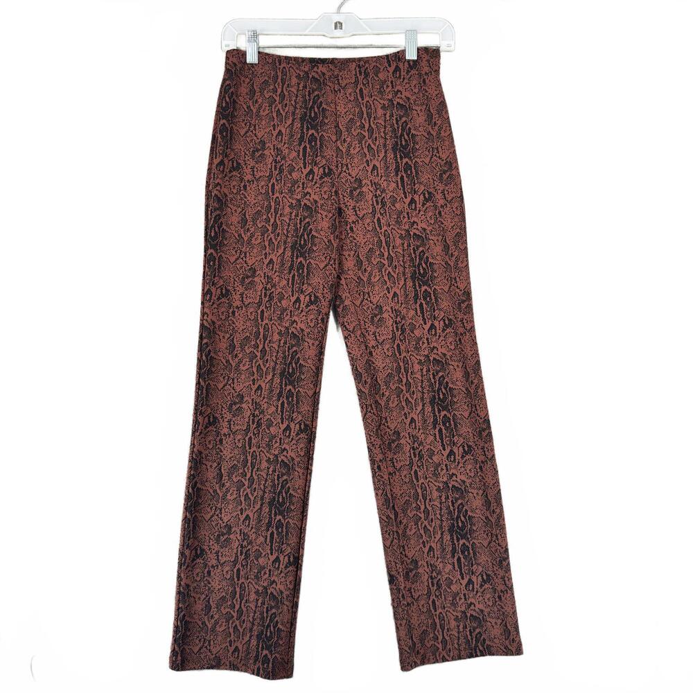 Leith Women's Casual Pants Snake Print‎ Size Small Brown Office Slacks